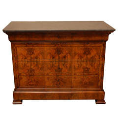 French Burled Walnut Marble Top Commode, Circa 1860