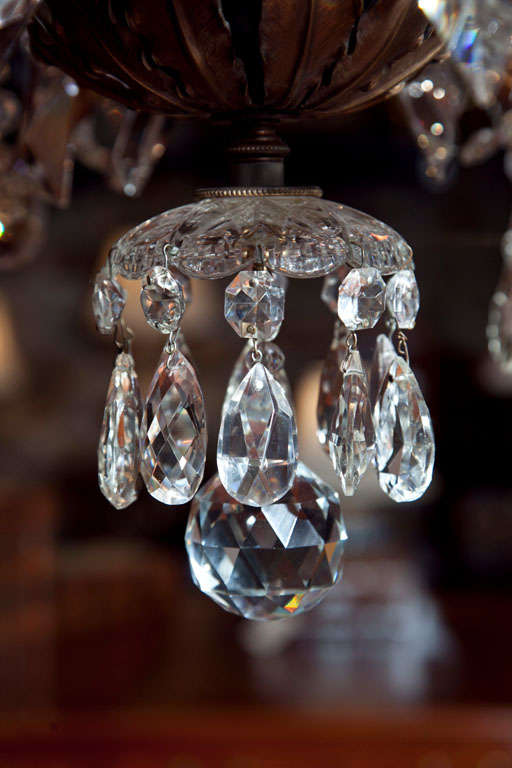 19th Century French Crystal and Bronze Chandelier