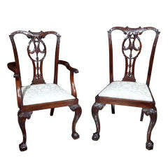 Set of Eight English Mahogany Chippendale Style Dining Chairs 10