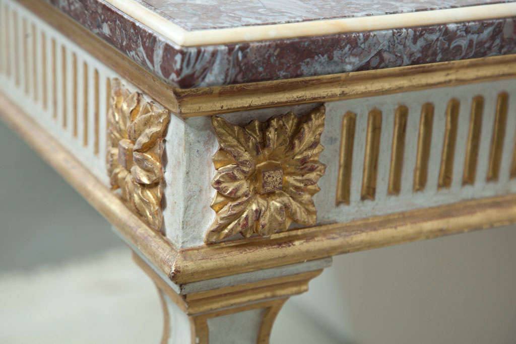Contemporary Italian Console Table with Marble Top For Sale