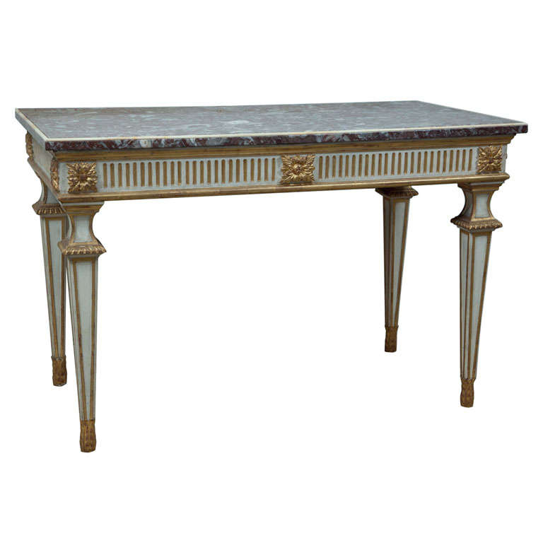 Italian Console Table with Marble Top