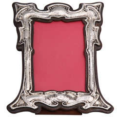 Unusual Art Nouveau Sterling Silver Picture Frame "Dinna Forget"