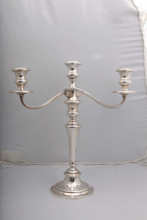 Unusually tall pair of sterling silver candelabra, the Gorham Corp., Providence, Rhode Island, Ca. 1930's. @14 1/2
