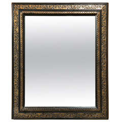 Antique Brass inlaid ebonized mirror
