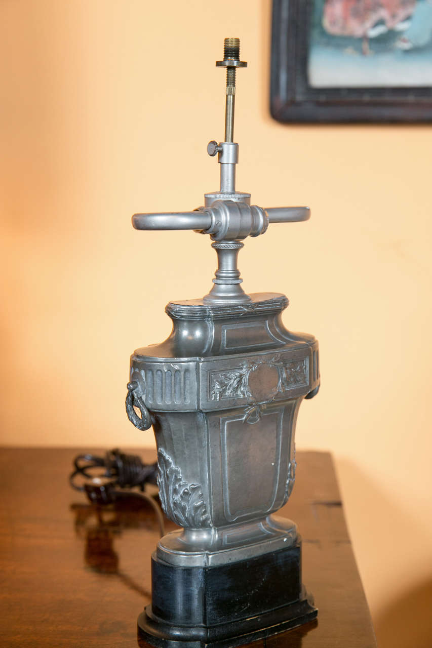 North American Small Pewter Lamp For Sale