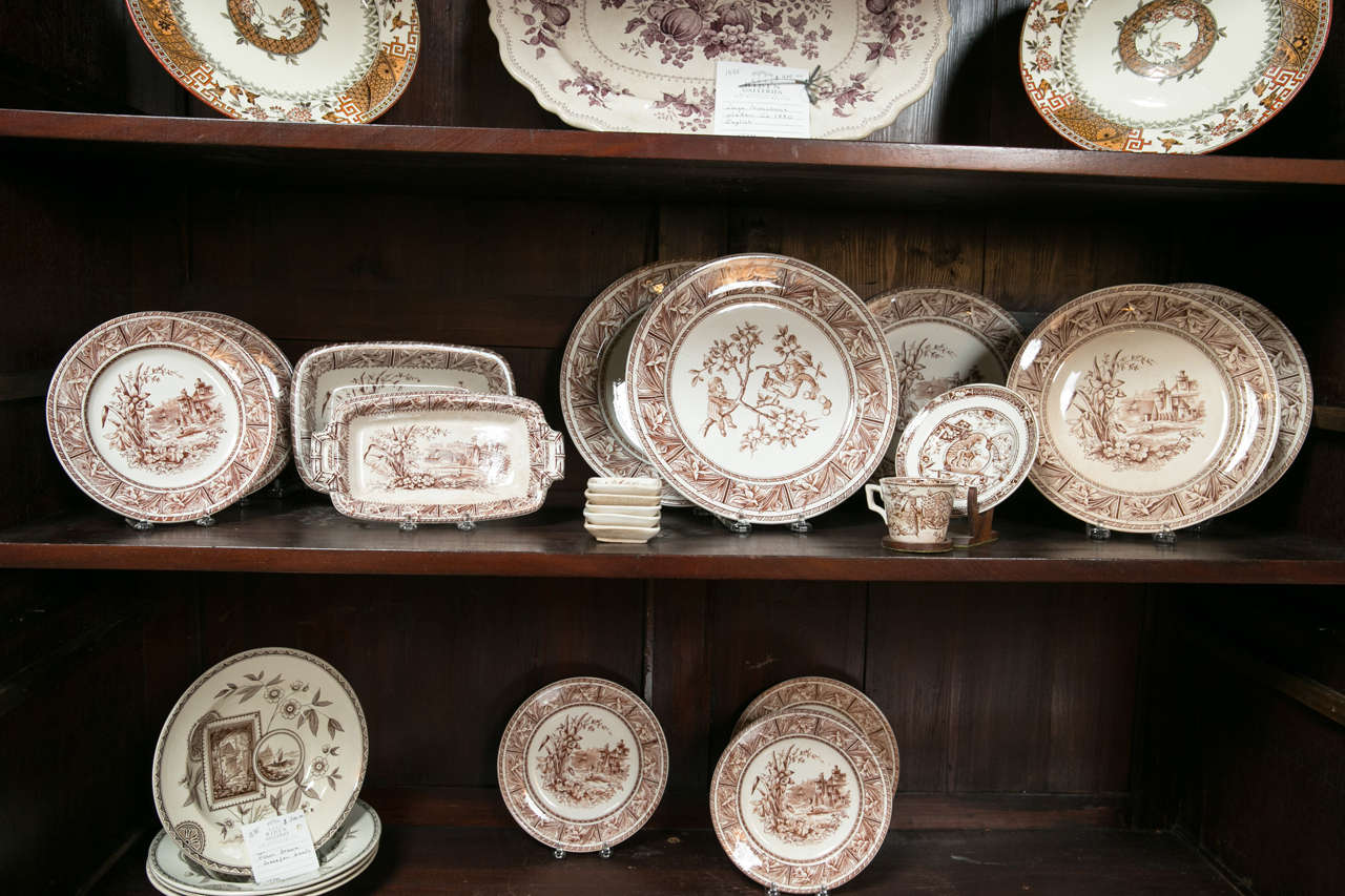 European A large collection of English brown transfer ware