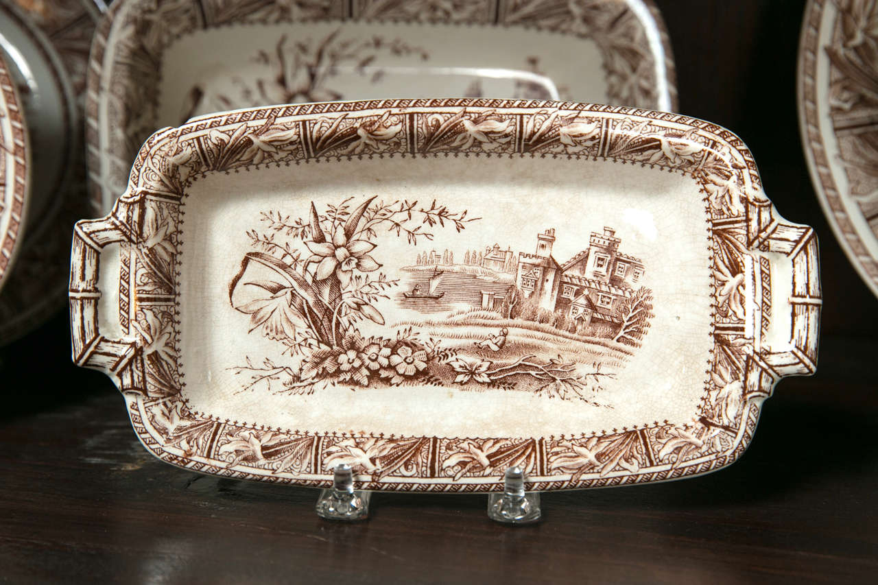 A large collection of English brown transfer ware 2