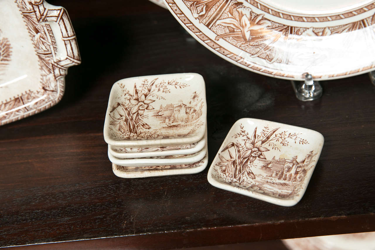 A large collection of English brown transfer ware 3