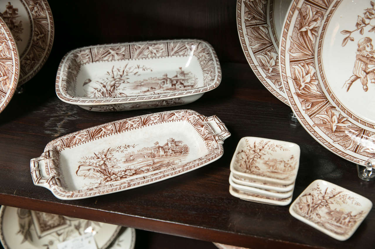 A large collection of English brown transfer ware 4