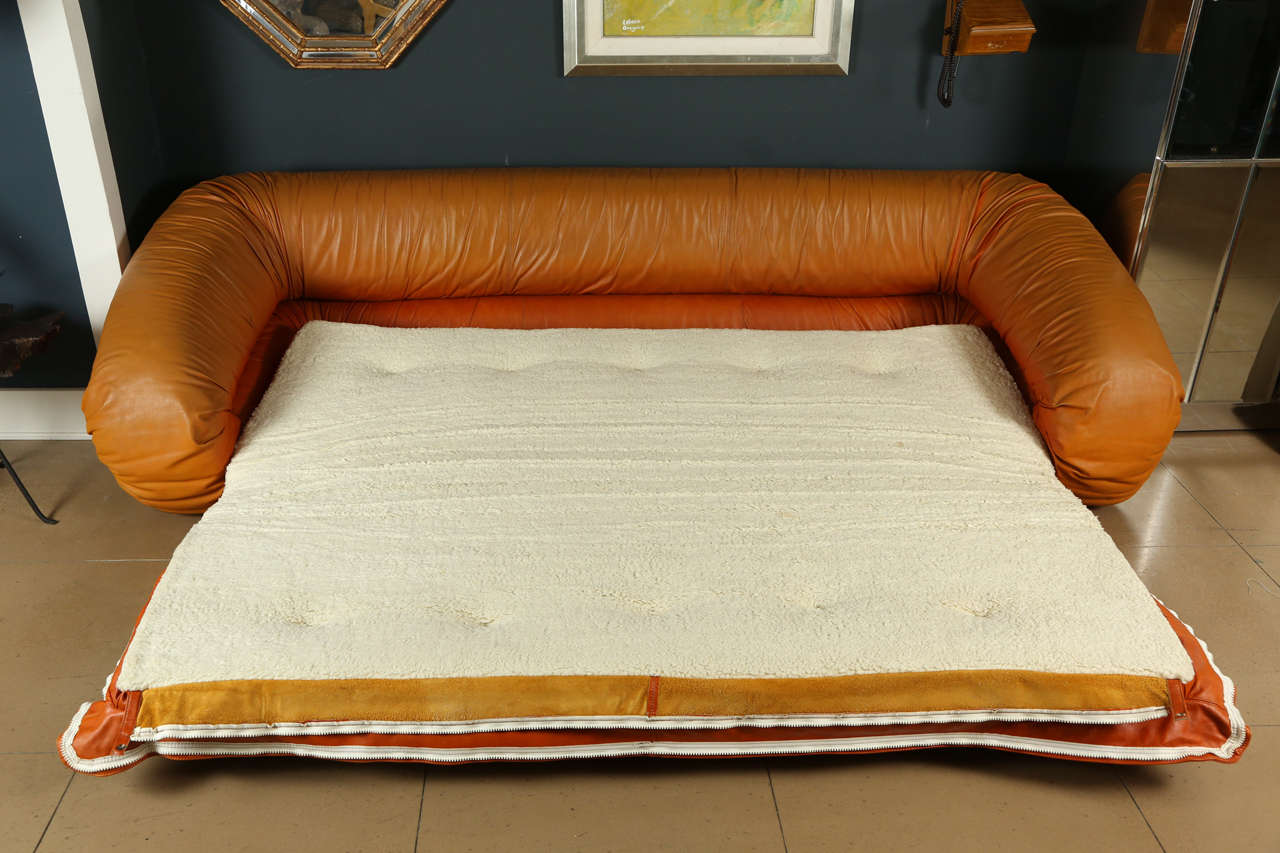 Leather Anfibio Bed by Alessandro Becchi for Giovannetti For Sale