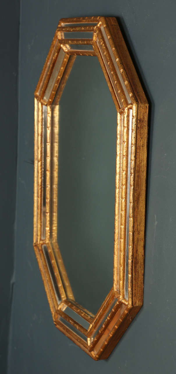 Faux Bamboo Gold Bamboo Hexagon Shaped Mirror