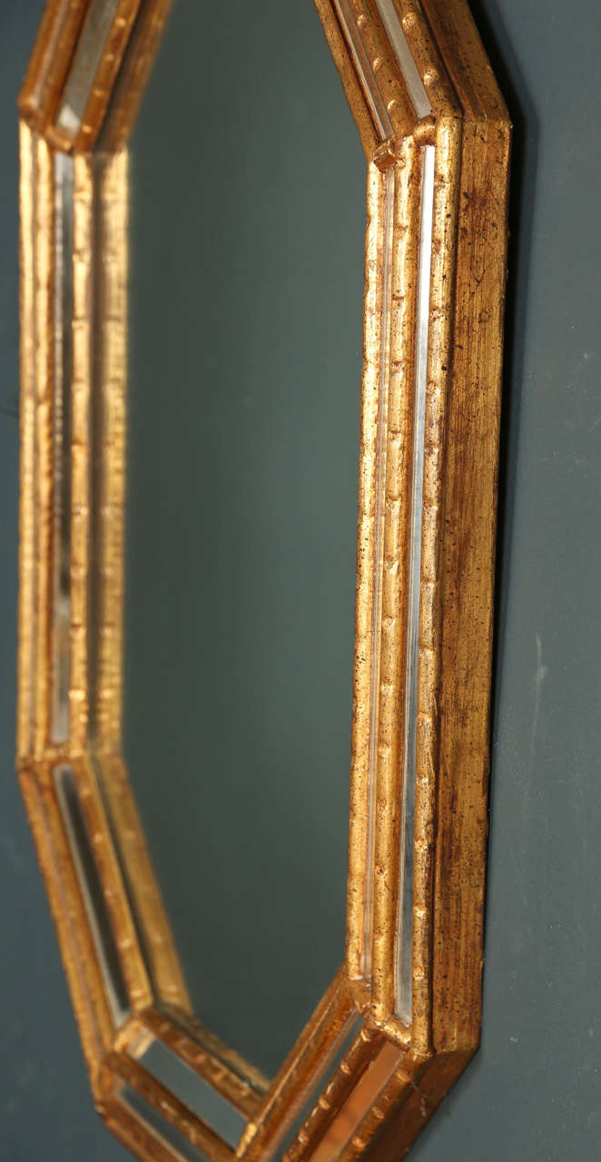 Gold Bamboo Hexagon Shaped Mirror 1