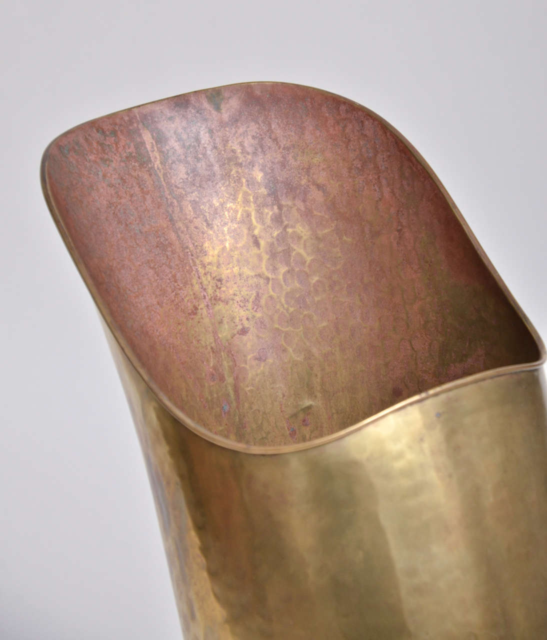 20th Century Hammered Brass Umbrella Stand in the Form of a Cowboy Boot