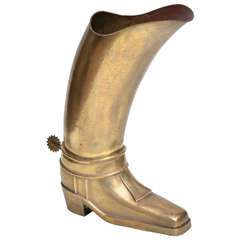 Hammered Brass Umbrella Stand in the Form of a Cowboy Boot 6