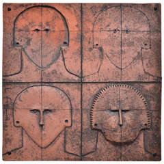 Terracotta "Faces" Wall Applique by Lucia Figueroas