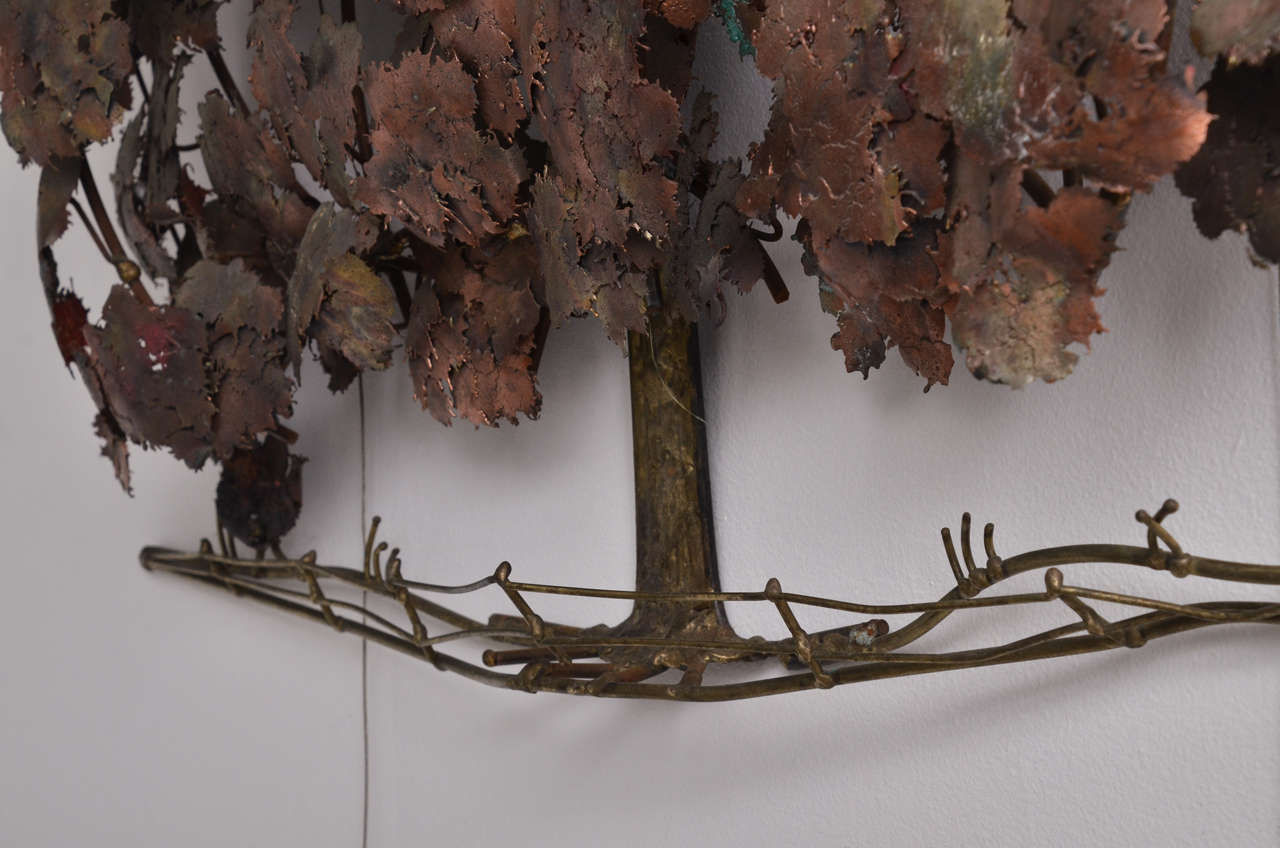 Beautiful Tree Wall Sculpture by Curtis Jere In Excellent Condition For Sale In Bridgehampton, NY