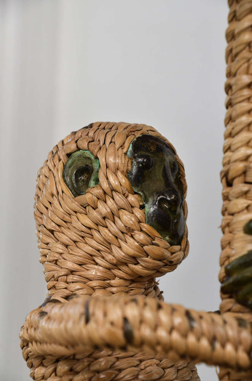 Whimsical Wicker and Mixed Metal Chandelier by Mario Lopez Torres 2