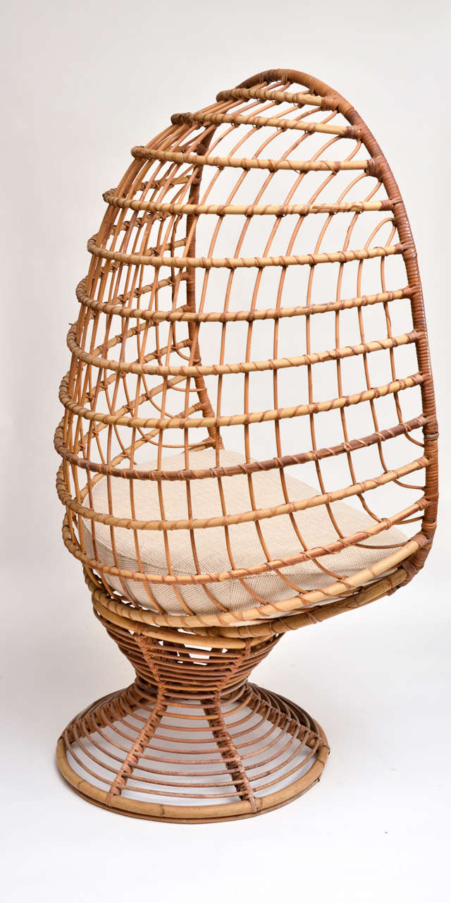 Enclosed Bamboo Canopy Chair with Upholstered Seat Cushion For Sale at