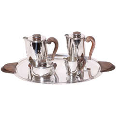 Maison Cardeilhac French Art Deco Sterling Silver Tea and Coffee Service on Tray