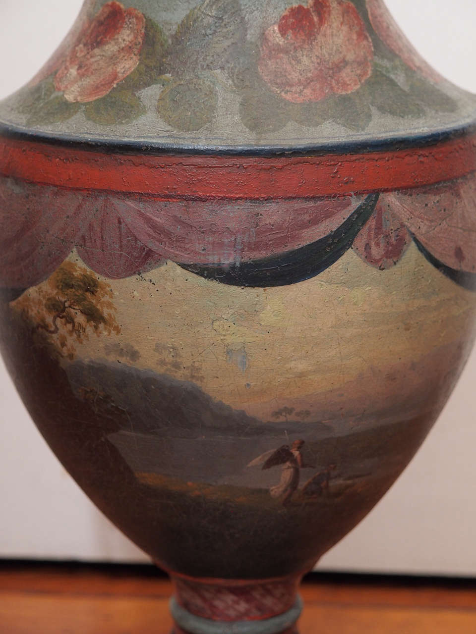 Tin 18th Century Painted Tole Hot Water Urn