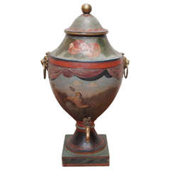 Antique 18th Century Painted Tole Hot Water Urn