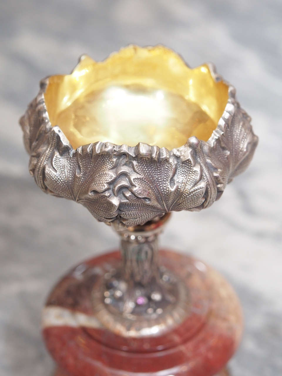 Russian Silver and Marble Figural Vase In Good Condition For Sale In Natchez, MS