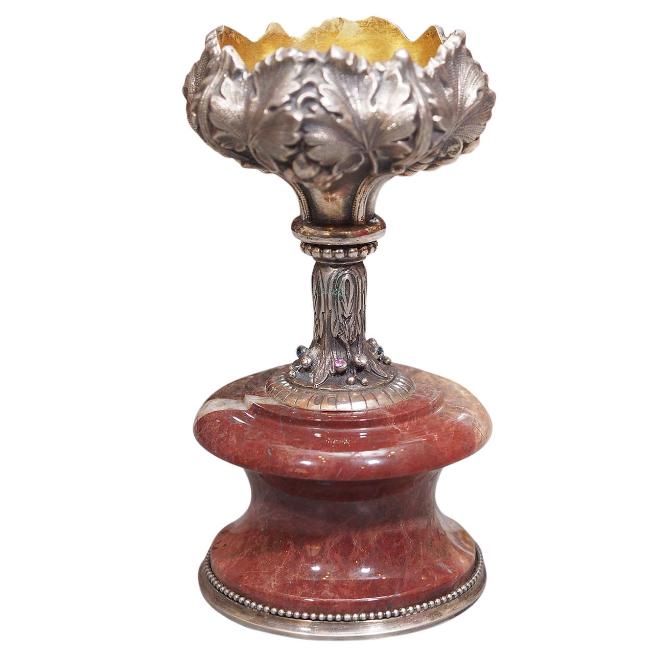 Russian Silver and Marble Figural Vase For Sale