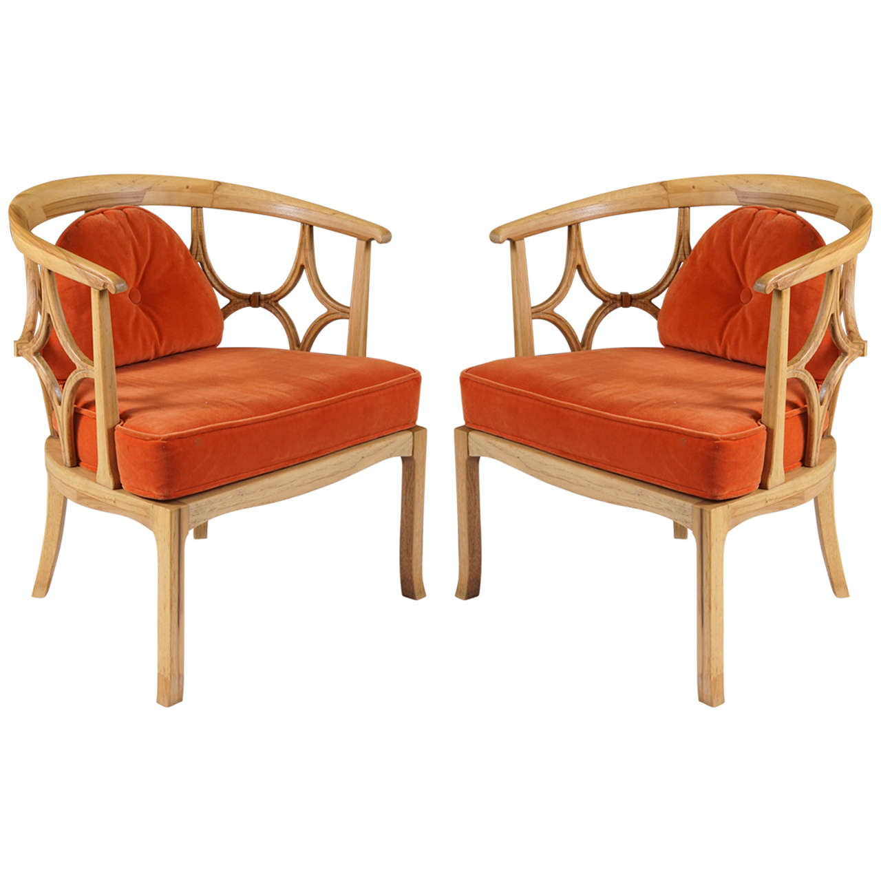 Pair of mid century modern chairs after Dorothy Draper For Sale
