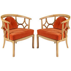 Pair of mid century modern chairs after Dorothy Draper