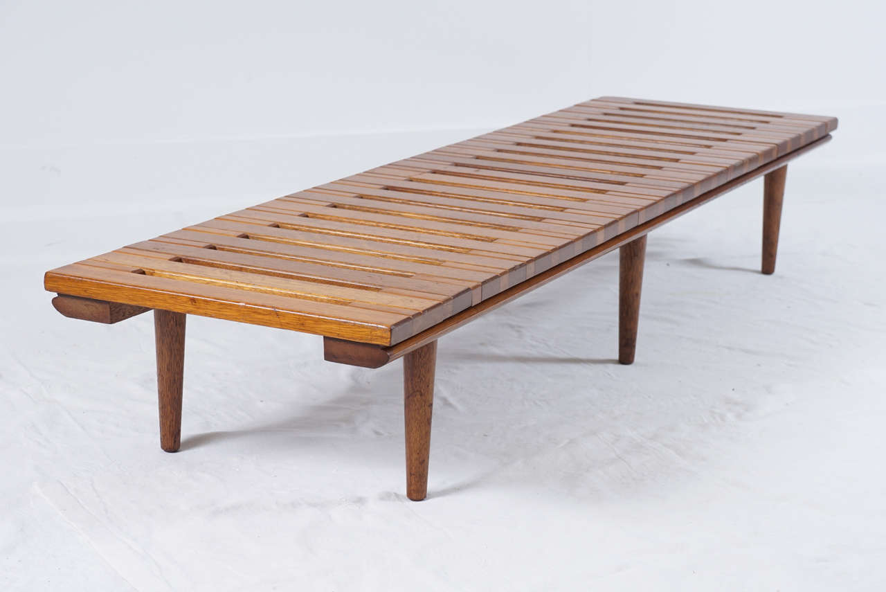 Mid-Century Modern mid century low wooden slat bench