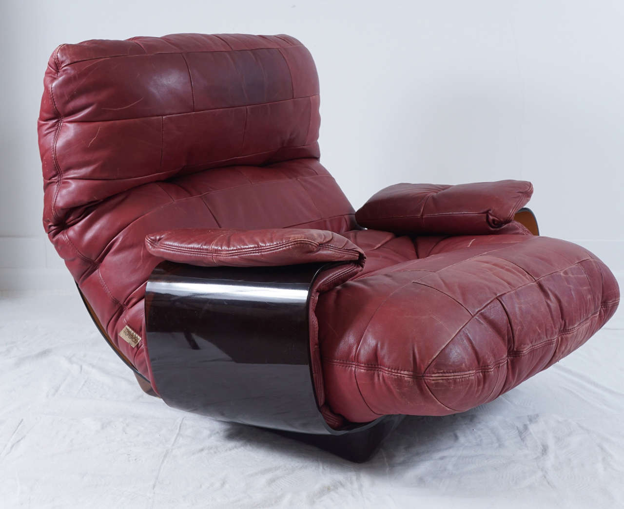 Mid-Century Modern Michel Ducaroy Perspex and Leather Lounge Chair and Ottoman for Ligne Roset