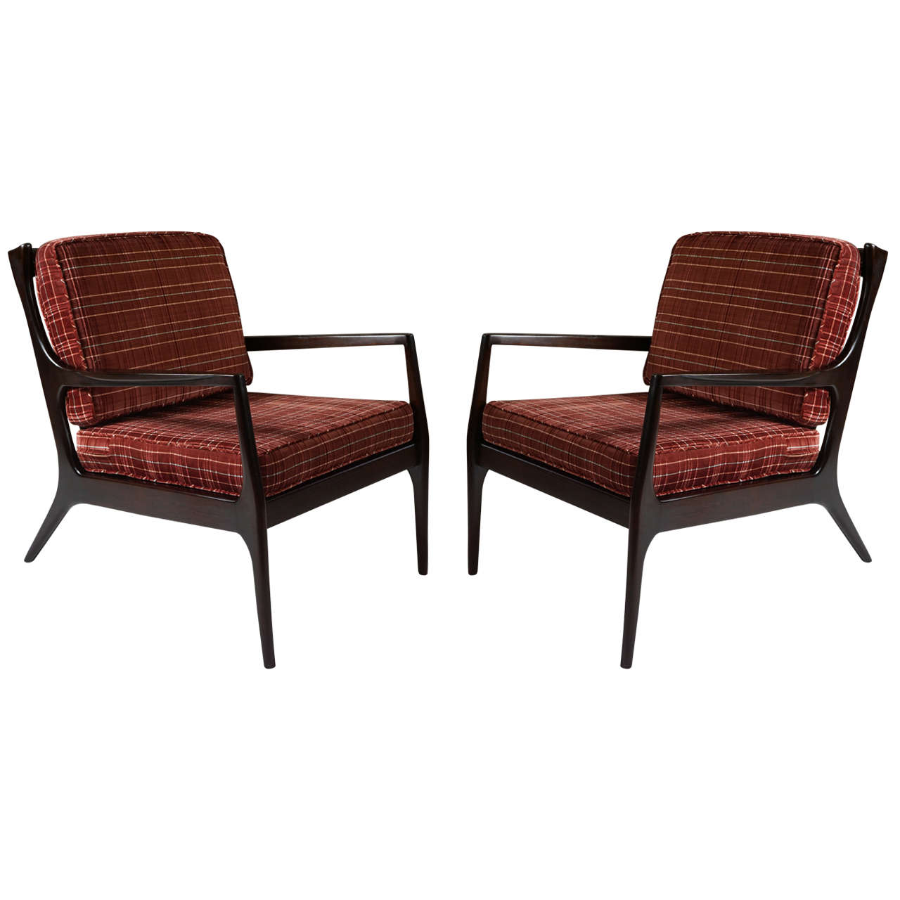 a pair of Danish 1970s walnut armchairs (2) For Sale