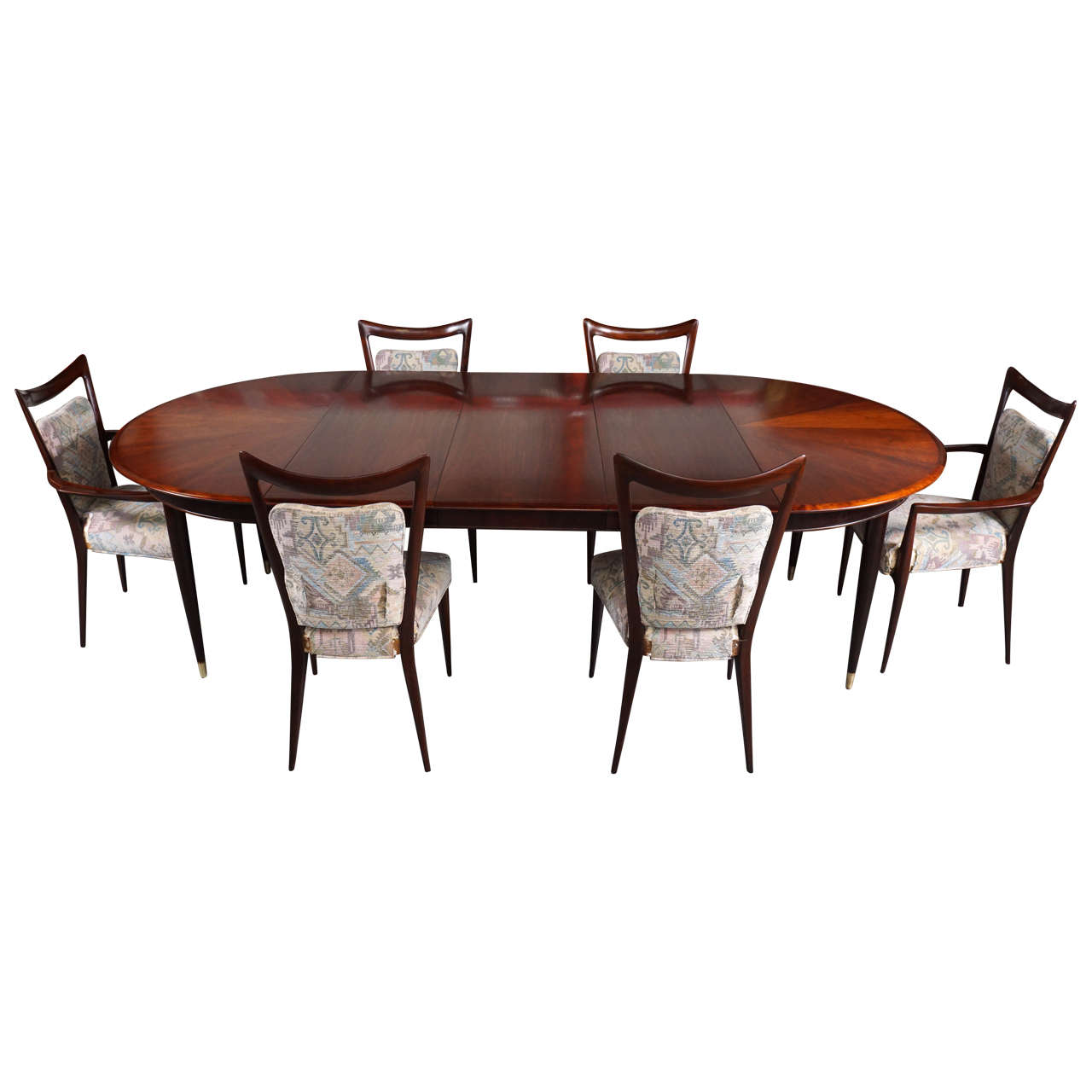 Melchiorre Bega Mahogany Dining Set, 10 Chairs, Table with Three Leaves, Italy For Sale