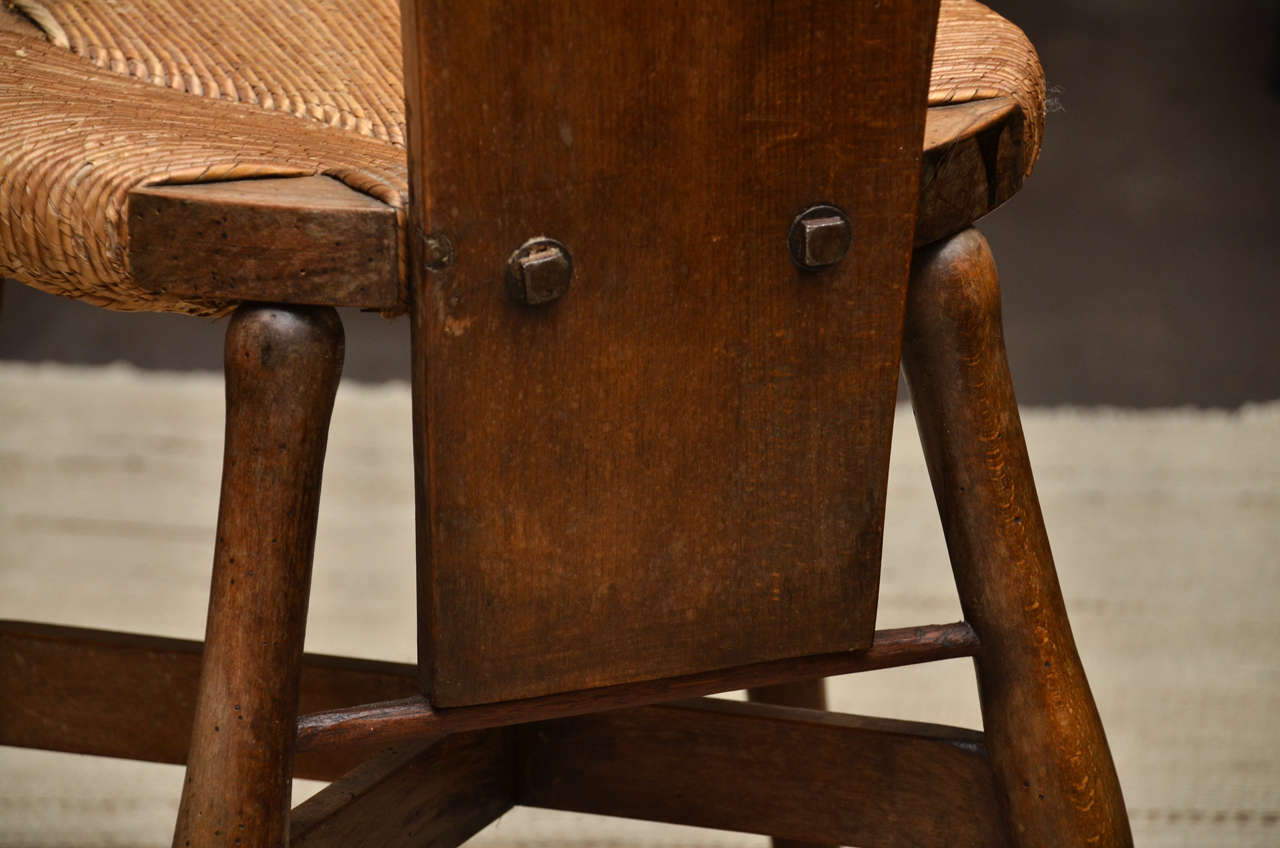 French High Back Wooden Chair with Rush Seat