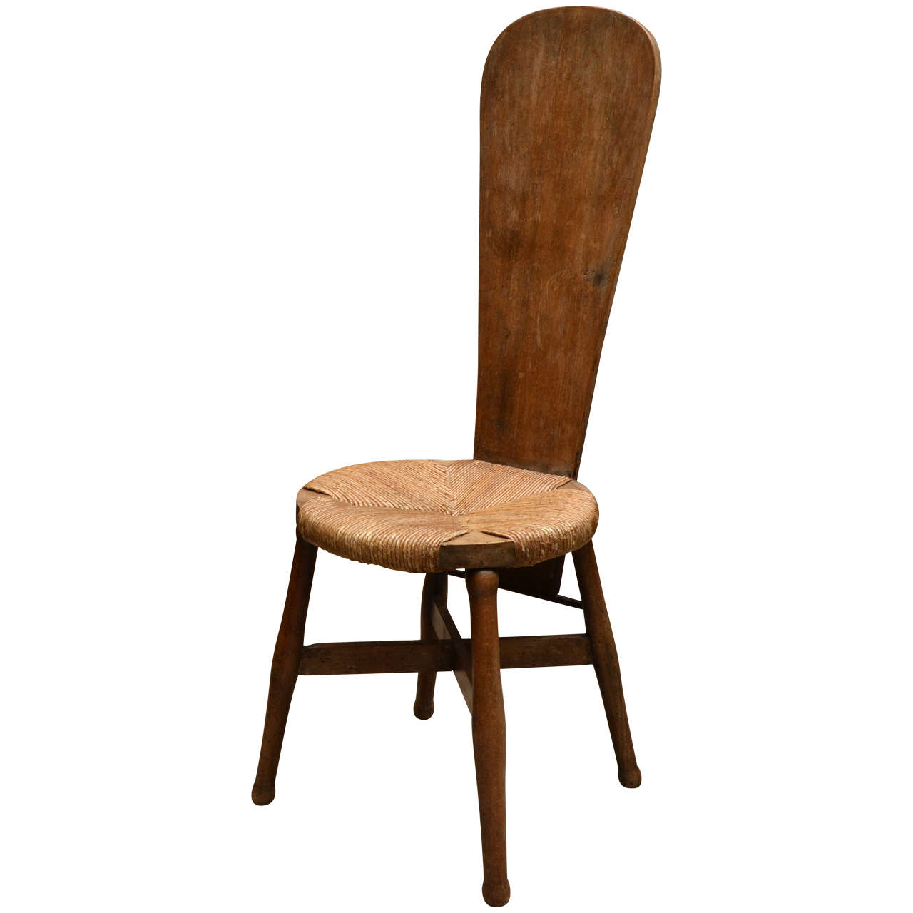 High Back Wooden Chair with Rush Seat