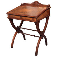 Antique 19th Century American Eastlake Davenport Desk, Burled Walnut