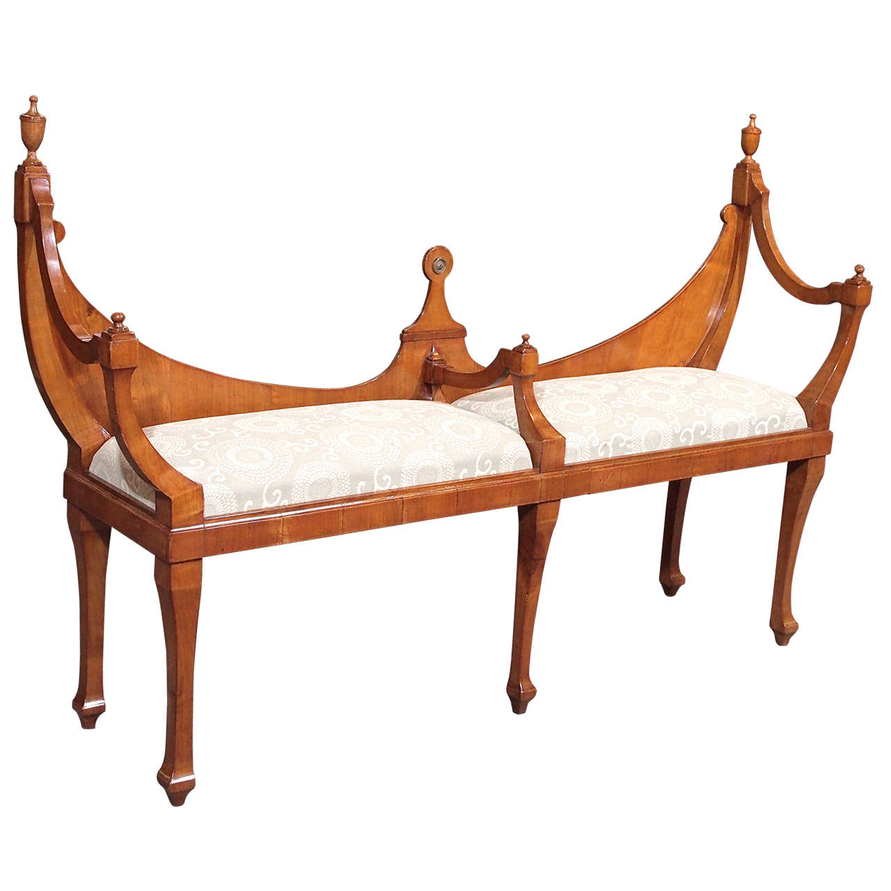 Old English Hepplewhite Style "Courting Bench" in Walnut