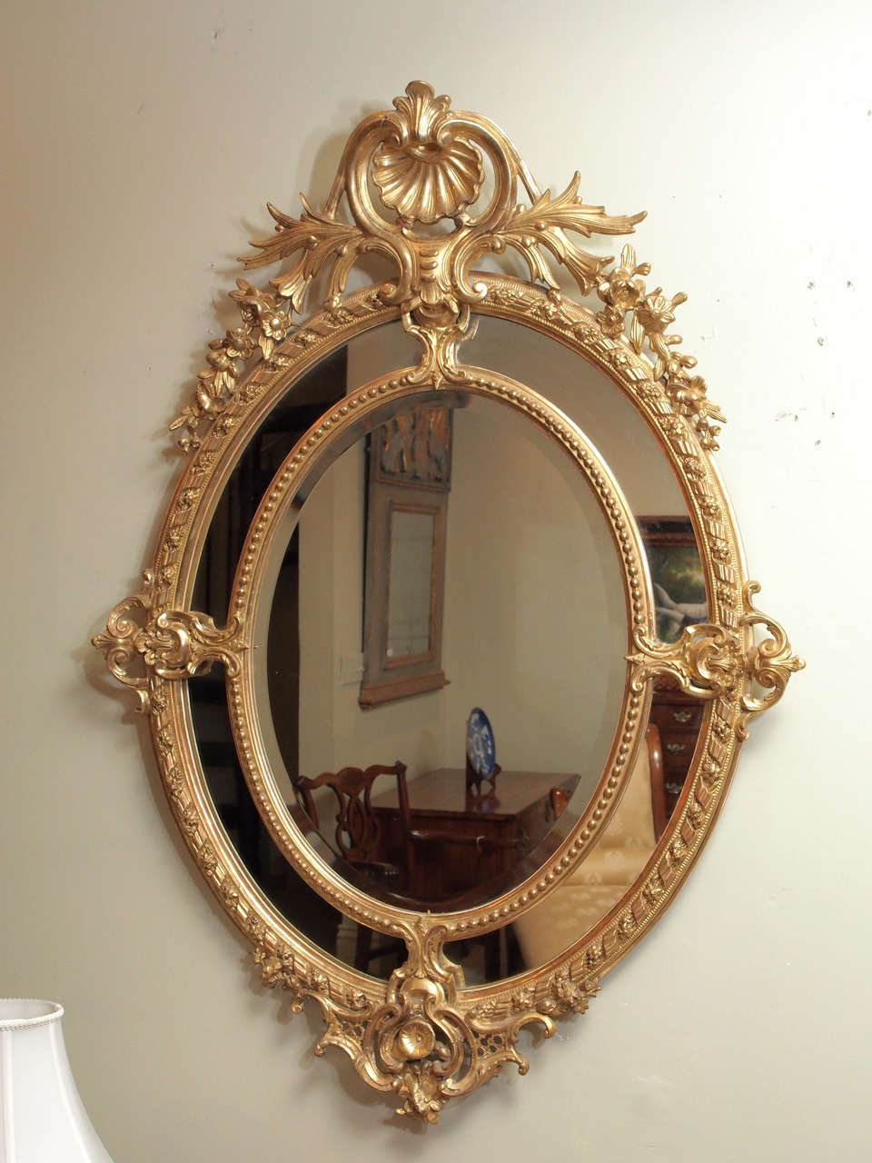 Antique French Double Oval Gold Leaf Mirror For At 1stdibs