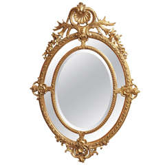 Antique French Double Oval Gold Leaf Mirror 4