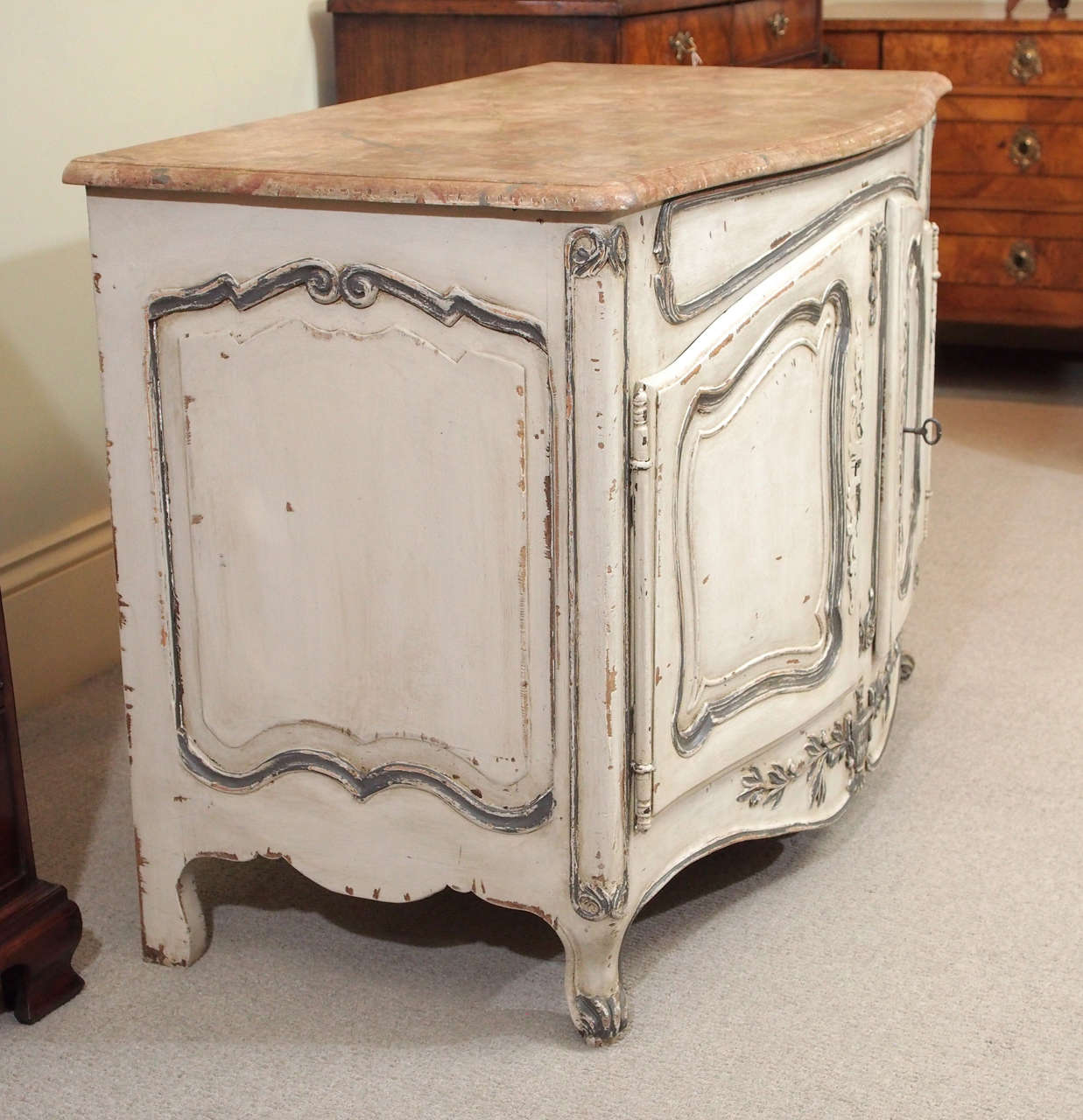 19th Century Antique French Provincial Painted and Faux Marble Buffet