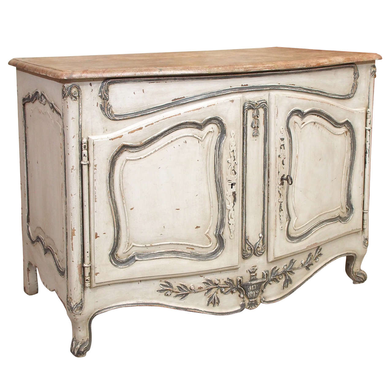 Antique French Provincial Painted and Faux Marble Buffet at 1stDibs