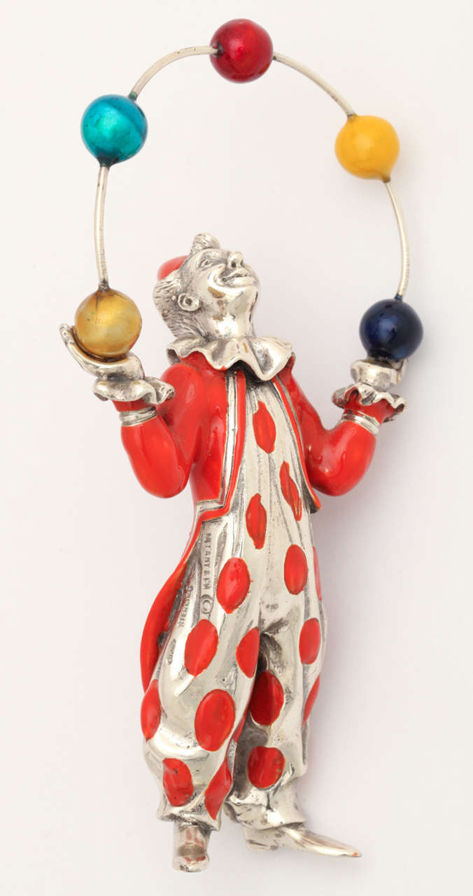 American 1960s Polychromed Juggler Figurine Created by Gene Moore for Tiffany & Co. For Sale