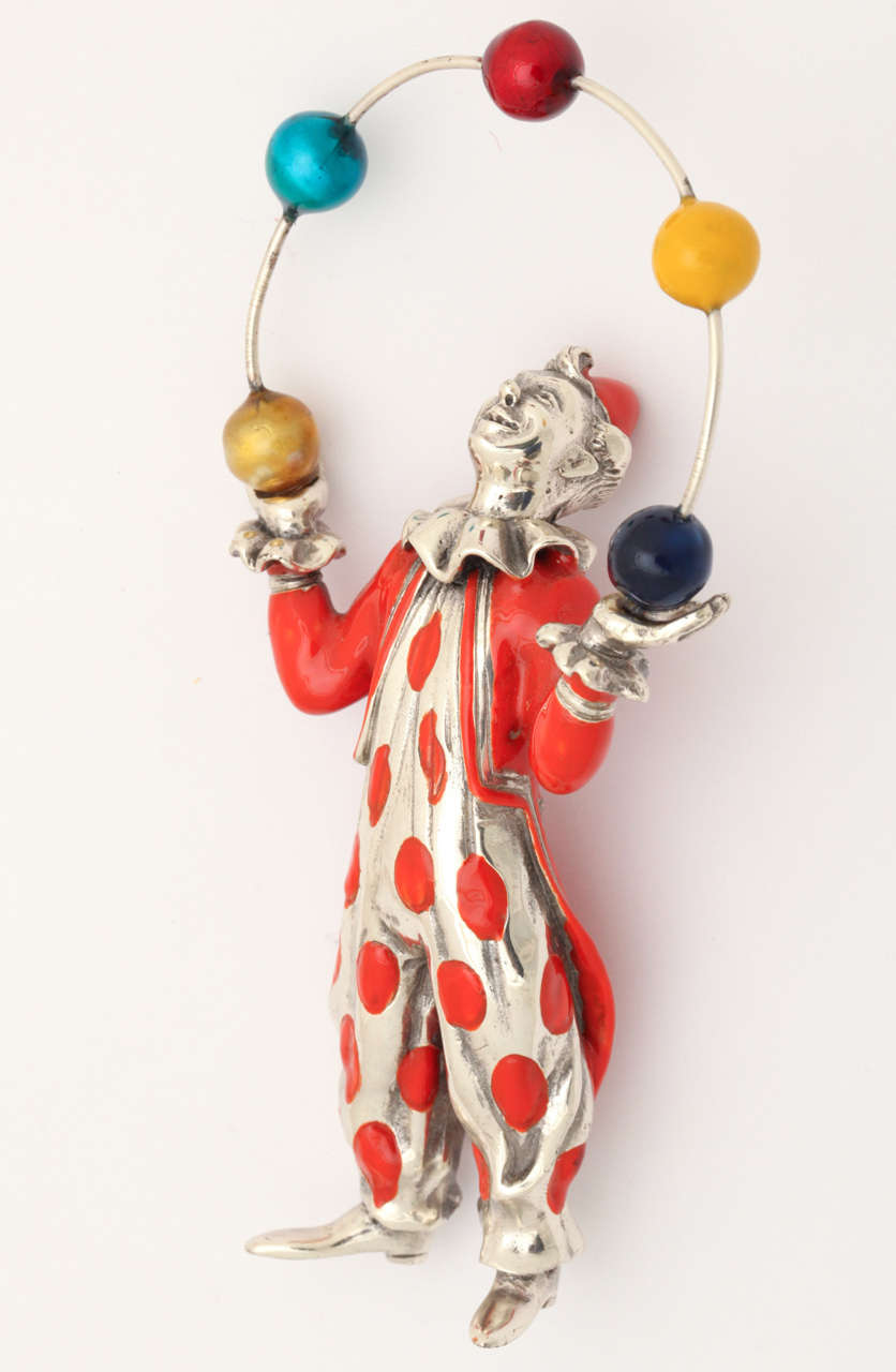Mid-20th Century 1960s Polychromed Juggler Figurine Created by Gene Moore for Tiffany & Co. For Sale