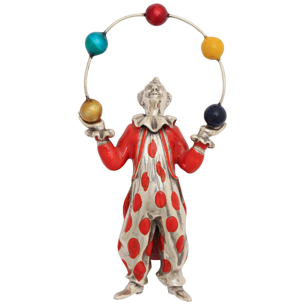 1960s Polychromed Juggler Figurine Created by Gene Moore for Tiffany & Co. For Sale