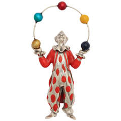 Vintage 1960s Polychromed Juggler Figurine Created by Gene Moore for Tiffany & Co.
