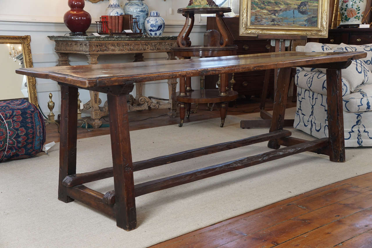 Georgian English Walnut Trestle Table For Sale