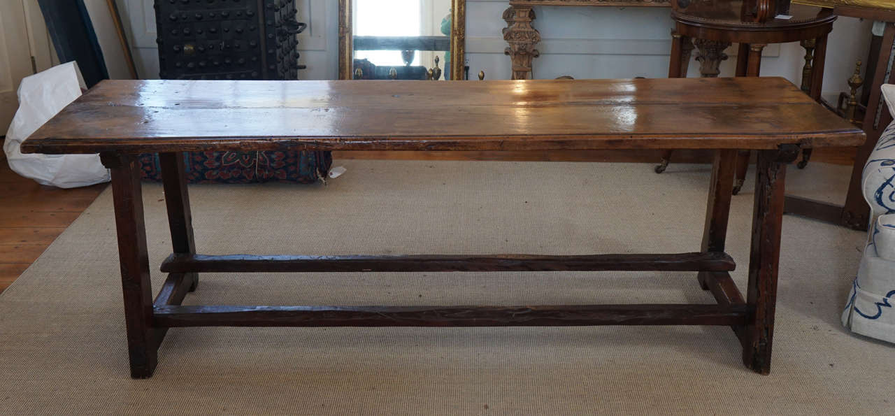 English Walnut Trestle Table For Sale 1