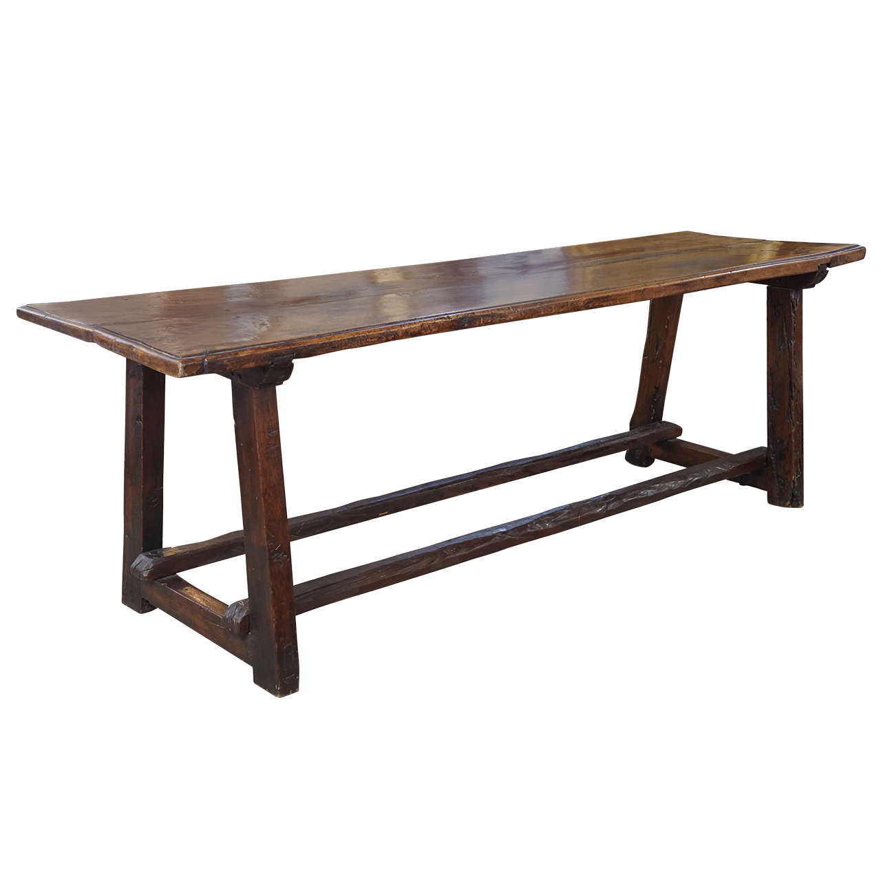 English Walnut Trestle Table For Sale