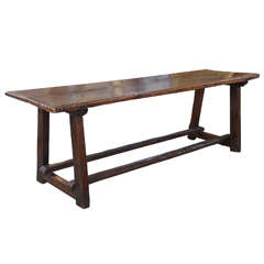 Antique English Walnut Trestle Table