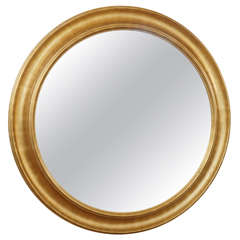 Large Circular Mirror with Gilded Frame